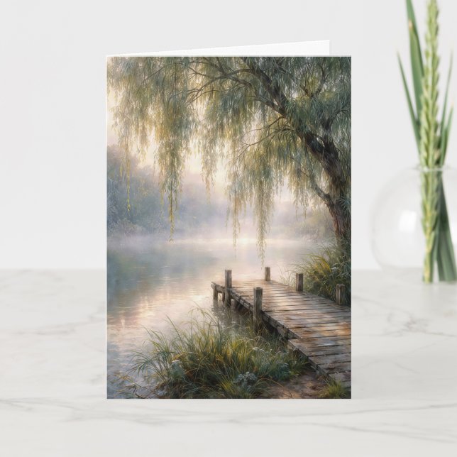 Sympathy Lake Dock with Willow Tree Card (Front)