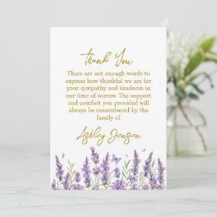 Sympathy Lavender Funeral Thank You Card