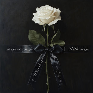 Sympathy loss elegant lettering memorial black satin ribbon