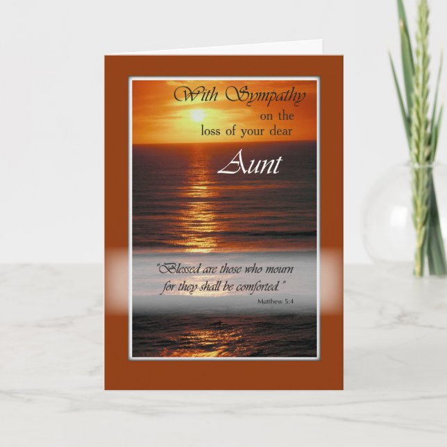Sympathy Loss of Aunt, Sunset Over Ocean, Relig Card (Front)