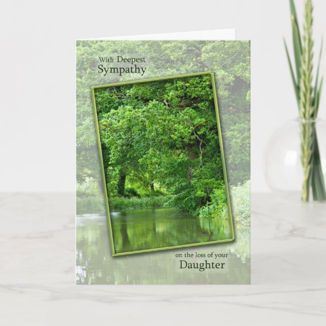 Sympathy loss of daughter, tranquil river scene card (Front)