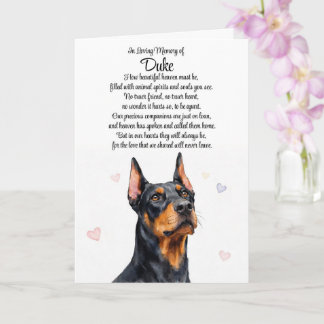 Sympathy Loss of Dog Doberman Custom Name Card