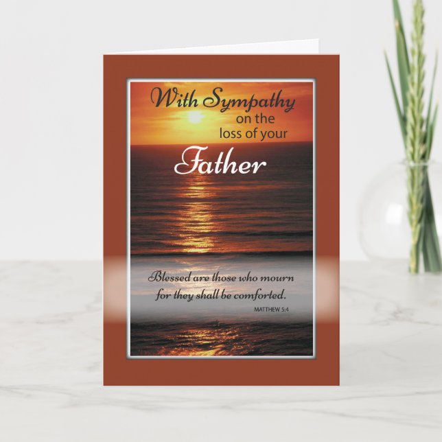 Sympathy Loss of Father, Sunset, Ocean Card (Front)