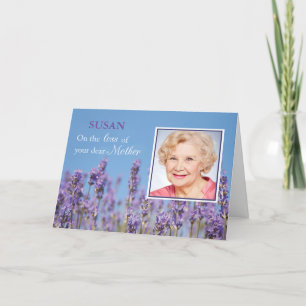 Sympathy Loss of Mother, Custom Photo, Name, Purpl Card