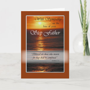 Sympathy Loss of Step Father, Sunset Over Ocean Card