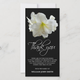 Sympathy Memorial Amaryllis Flower THANK YOU Black Card