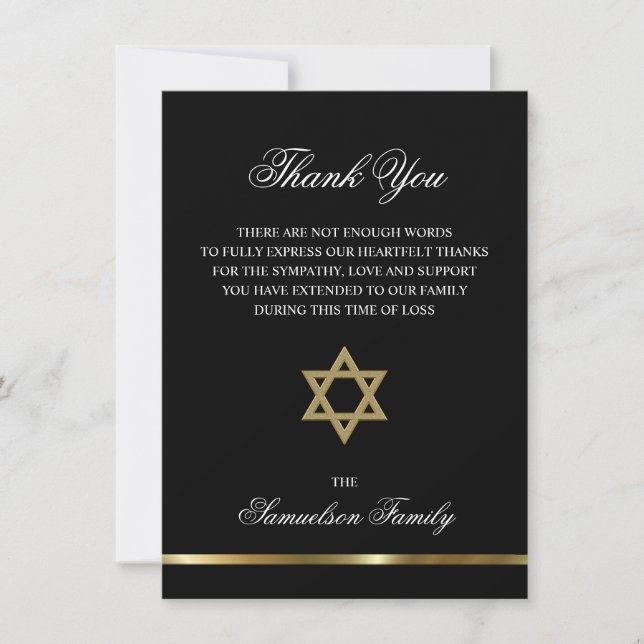 Sympathy Memorial Jewish Star Gold PHOTO Merci (Devant)