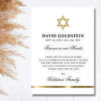Sympathy Memorial Jewish Star of David White Gold