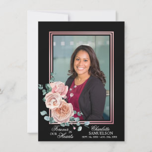 Sympathy Memorial Pink Floral PHOTO Thank You Card