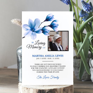 Sympathy Memory Floral Blue THANK YOU   PHOTO