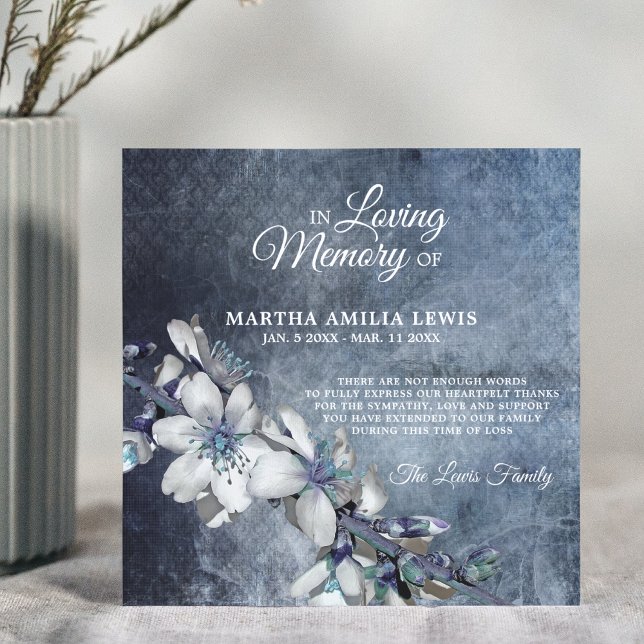 Sympathy Memory Flower Blue Floral THANK YOU Card (Creator Uploaded)