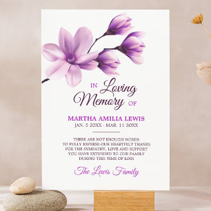 Sympathy Memory Flower Purple Magnolia THANK YOU Card