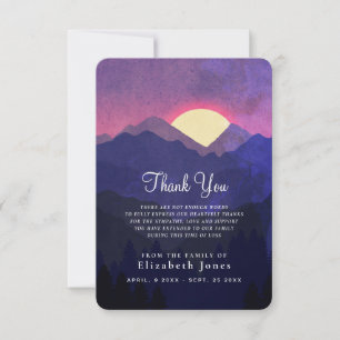 Sympathy Memory Sunset Mountain Thank You Card