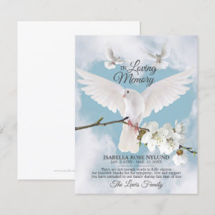 Sympathy Memory White Dove Heaven In Memory Thank  You Card