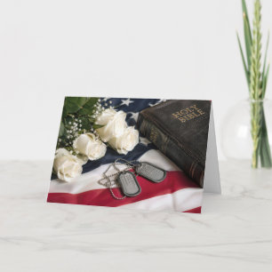 Sympathy Military Dog Tags and Bible Card