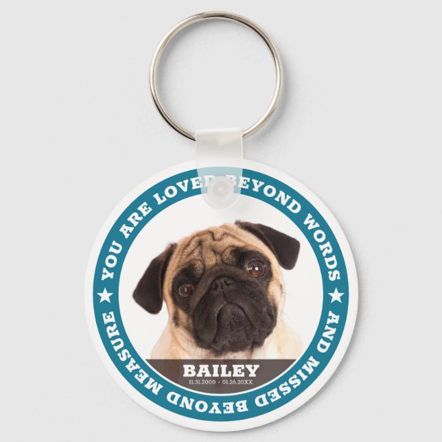 Sympathy Modern Simple Custom Pet Photo Keepsake Keychain (Front)