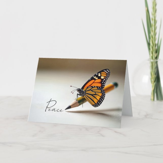 Sympathy Monarch Butterfly On a Pencil Card (Front)