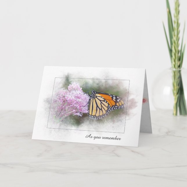 sympathy monarch butterfly on wildflower card (Front)