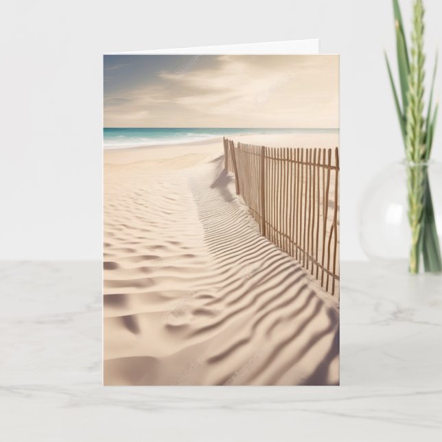 Sympathy Ocean Beach Fence  Card (Front)