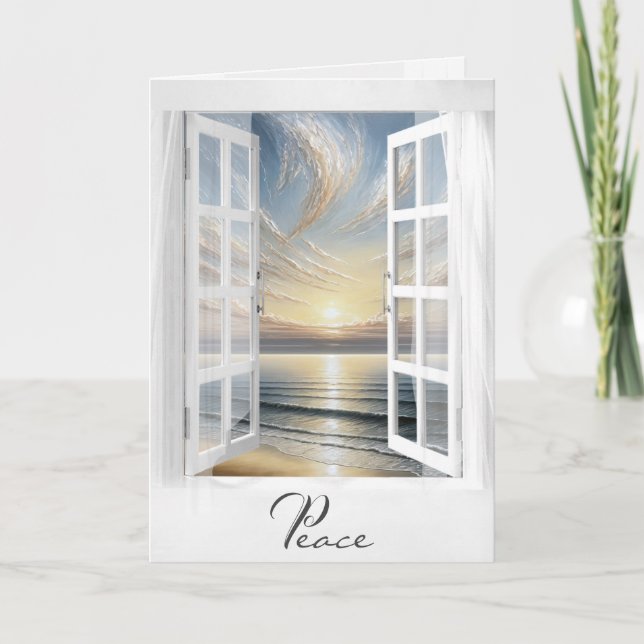 Sympathy Ocean Sunrise View in Window  Card (Front)