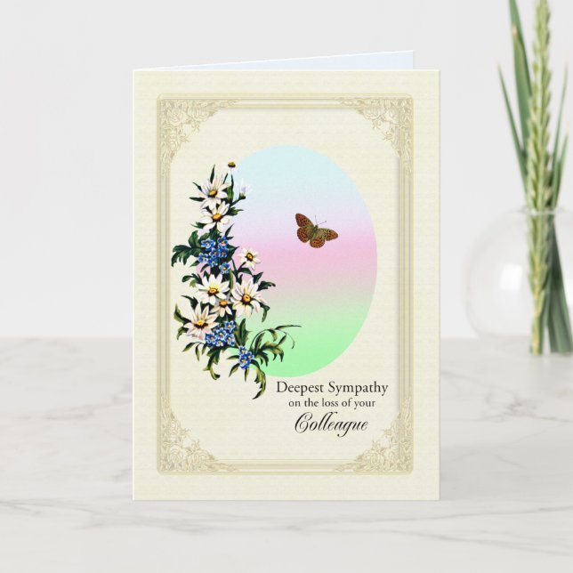 Sympathy on Loss of Colleague, Flowers Card (Front)
