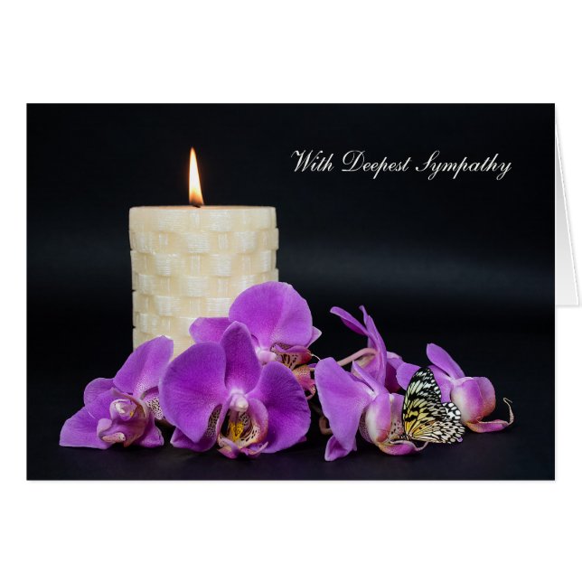 sympathy orchids and butterfly with candle (Front Horizontal)