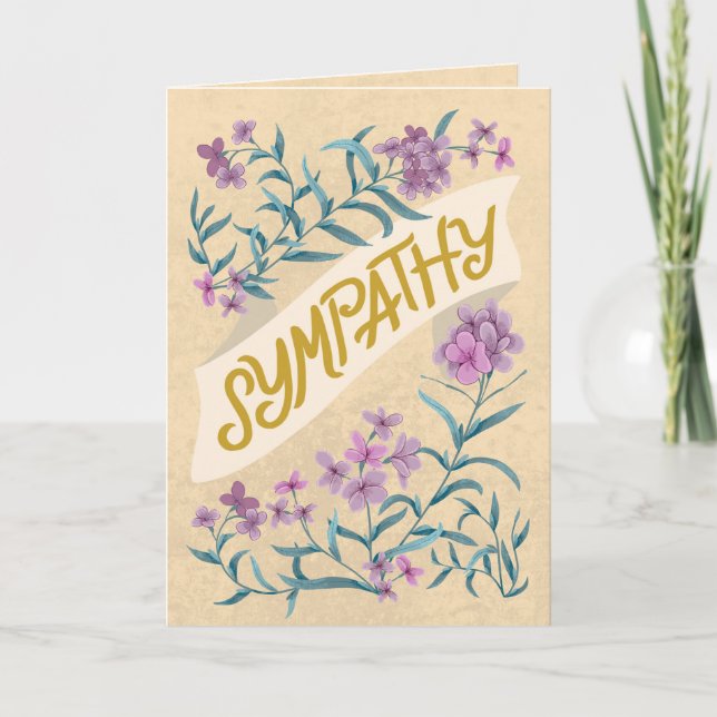 Sympathy Peach Soft Pastel Floral Banner Card (Front)
