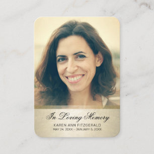 Sympathy Photo Black Script Gold Funeral Card