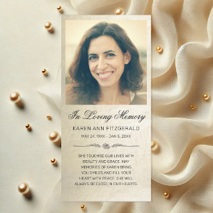 Sympathy Photo Elegant Script Gold Funeral Card