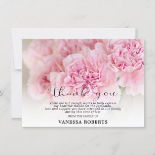 Sympathy Pink Carnations THANK YOU   PHOTO Card