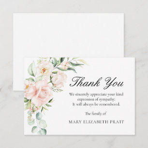 Sympathy Pink Floral Funeral Thank You Card