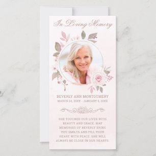Sympathy Pink Rose Floral Photo Funeral Prayer