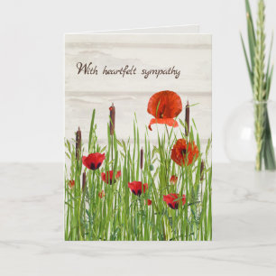 Sympathy Poppies and Cattails Card
