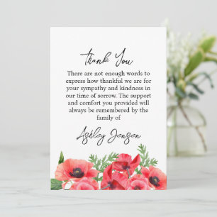 Sympathy Poppy Funeral Thank You Card
