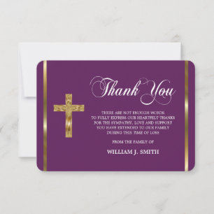 Sympathy Religious Gold Cross THANK YOU   PHOTO