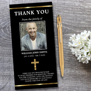 Sympathy Religious Gold Cross THANK YOU   PHOTO Card
