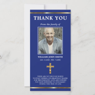 Sympathy Religious Gold Cross THANK YOU PHOTO Card