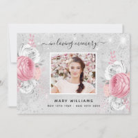 Sympathy silver glitter pink floral photo