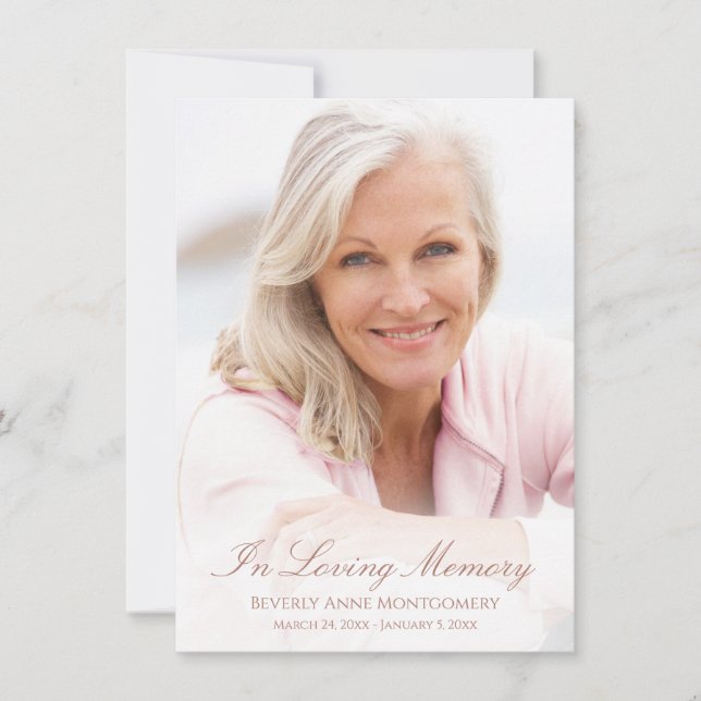 Sympathy Simple Gold Script Photo Funeral Thank You Card (Front)