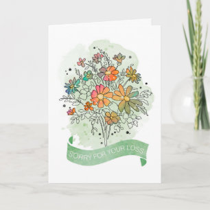 Sympathy Sketchy Watercolor Floral Bouquet  Card