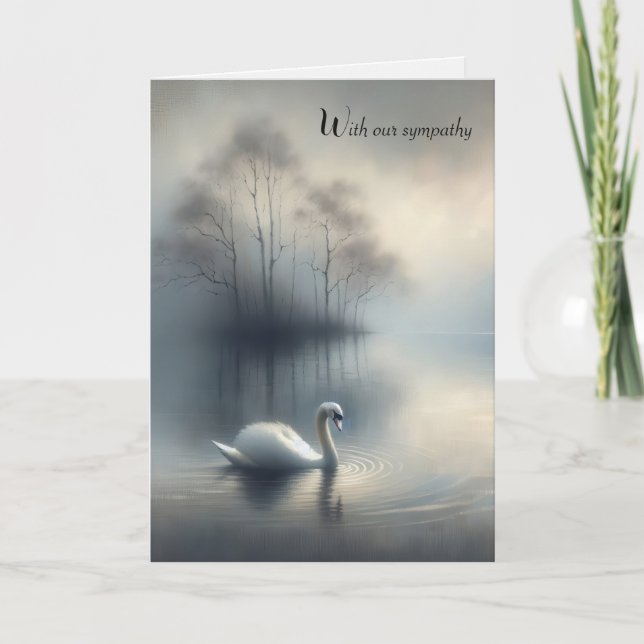Sympathy Solitary Swan On Misty Lake Card (Front)