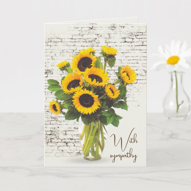 Sympathy Sunflower Bouquet On Brick   Card (Small Plant)