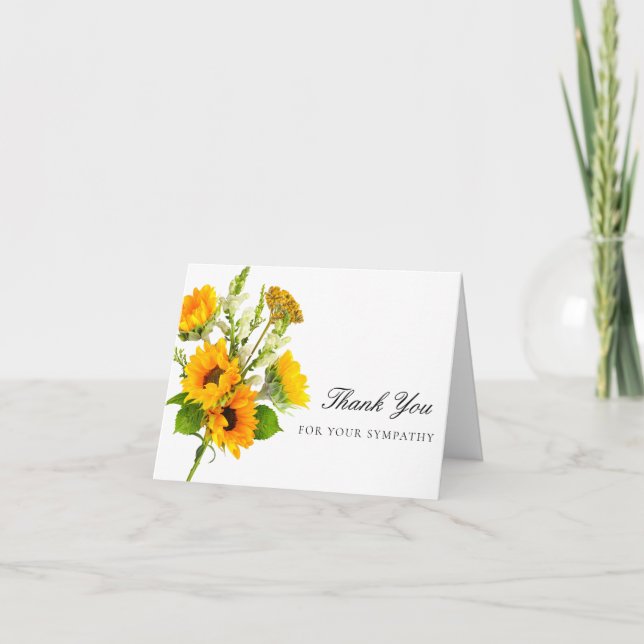 Sympathy Sunflower Funeral Folded Thank You Card (Front)