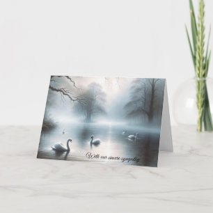 Sympathy Swans On Misty Lake Card