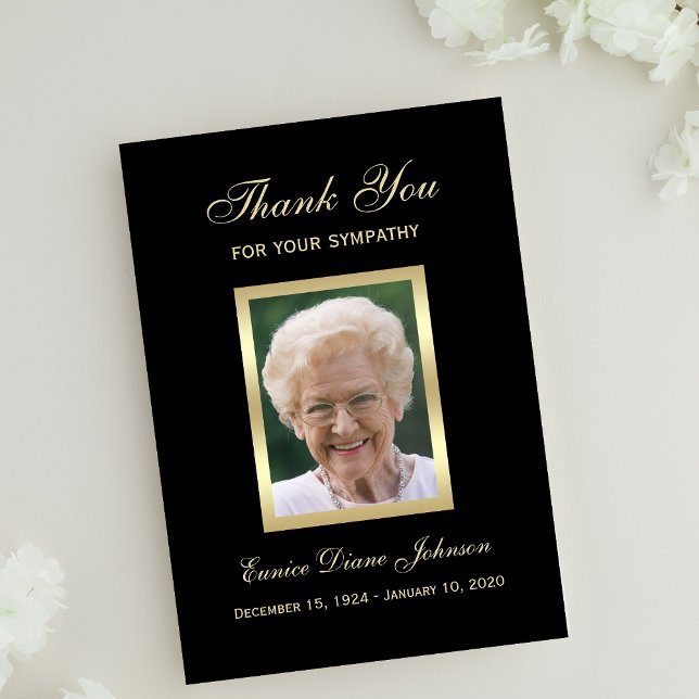 Sympathy Thank You 3.5 x 5 in Flat Card Black (Creator Uploaded)