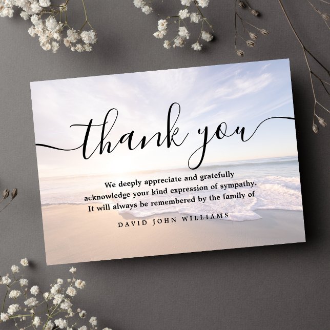 Sympathy Thank You Beach Ocean Funeral  Card (Creator Uploaded)