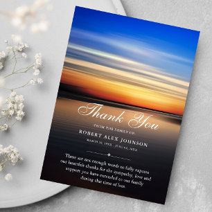 Sympathy thank you beach sunset death funeral card