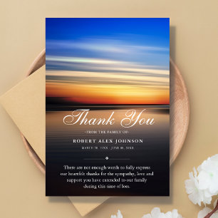 Sympathy thank you beach sunset death funeral card