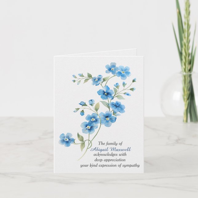 Sympathy Thank You Blue Flowers Card (Front)