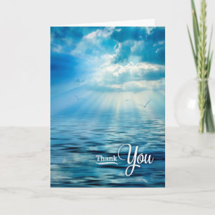 Sympathy Thank You Blue Oceanview Sunlight and Sea Card